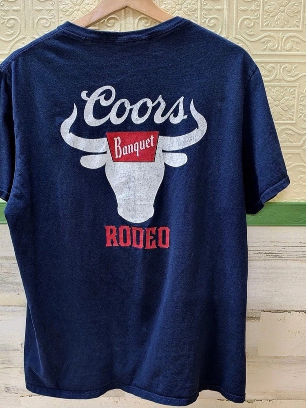 Coors Banquet Rodeo Graphic Tee Blue Large